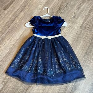 Jona Michelle Blue Velvet Dress with Gold Details